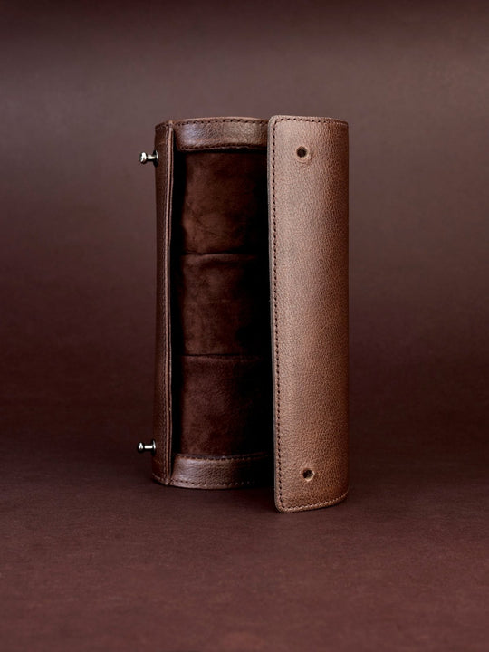 Capra Leather Travel Watch Case · Dark Brown - VERO Watch Company