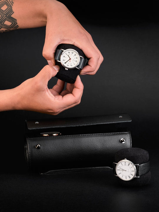 Capra Leather Travel Watch Case · Black - VERO Watch Company
