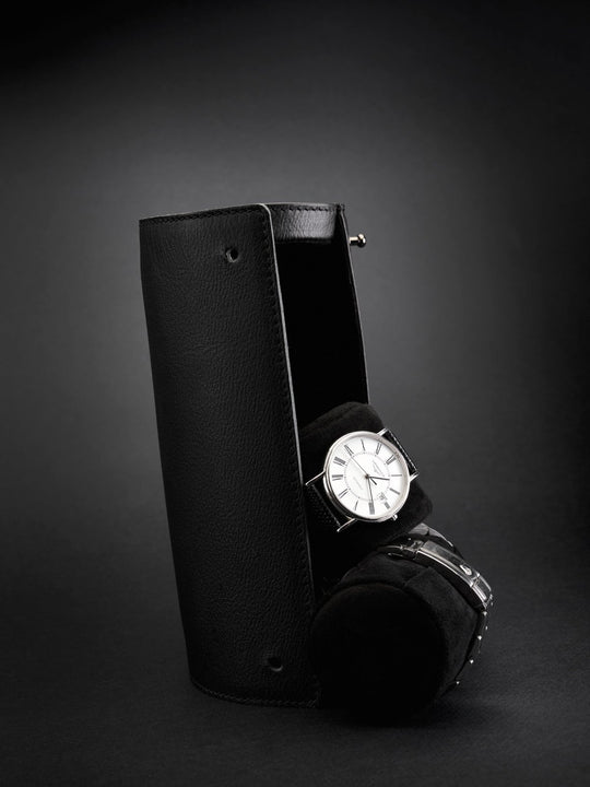 Capra Leather Travel Watch Case · Black - VERO Watch Company