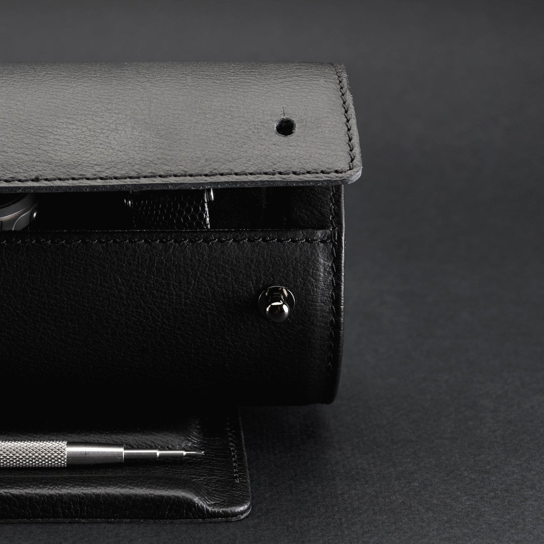 Capra Leather Travel Watch Case · Black - VERO Watch Company