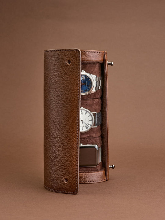 Capra Leather Travel Watch Case · Brown - VERO Watch Company