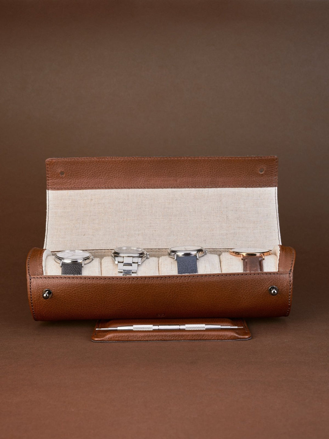 Capra Leather Travel Watch Case · Brown - VERO Watch Company