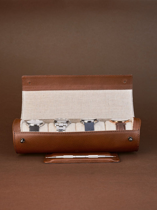 Capra Leather Travel Watch Case · Brown - VERO Watch Company