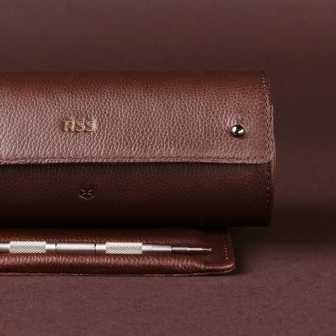 Capra Leather Travel Watch Case · Dark Brown - VERO Watch Company