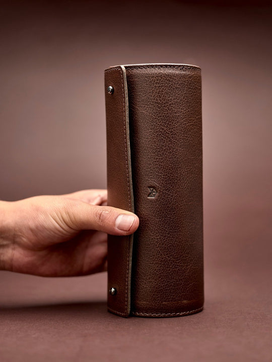 Capra Leather Travel Watch Case · Dark Brown - VERO Watch Company