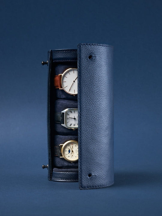 Capra Leather Travel Watch Case · Navy - VERO Watch Company