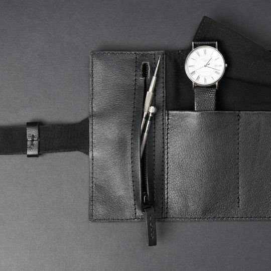 Capra Leather Watch Roll · Black - VERO Watch Company