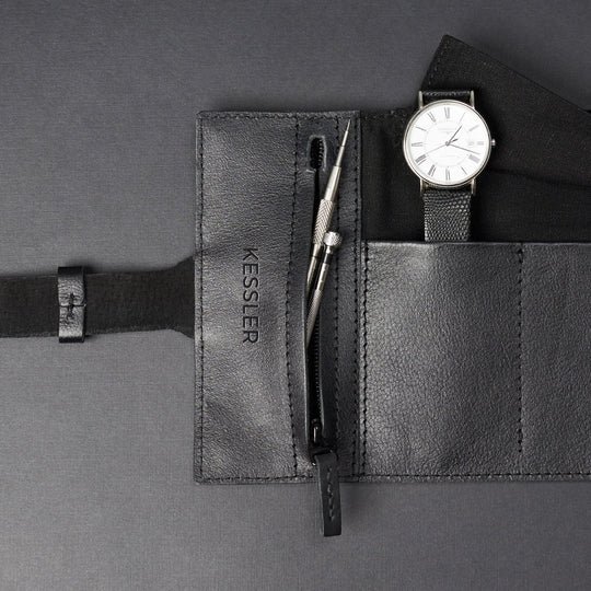Capra Leather Watch Roll · Black - VERO Watch Company