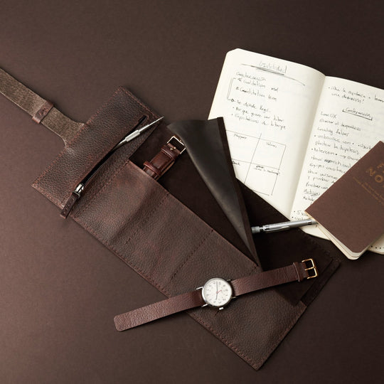 Capra Leather Watch Roll · Dark Brown - VERO Watch Company