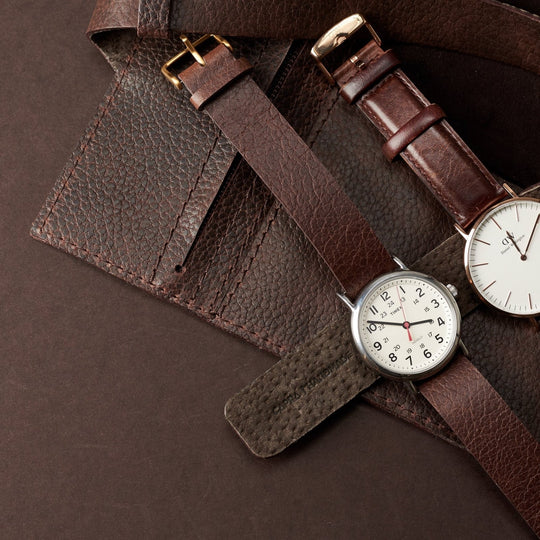 Capra Leather Watch Roll · Dark Brown - VERO Watch Company