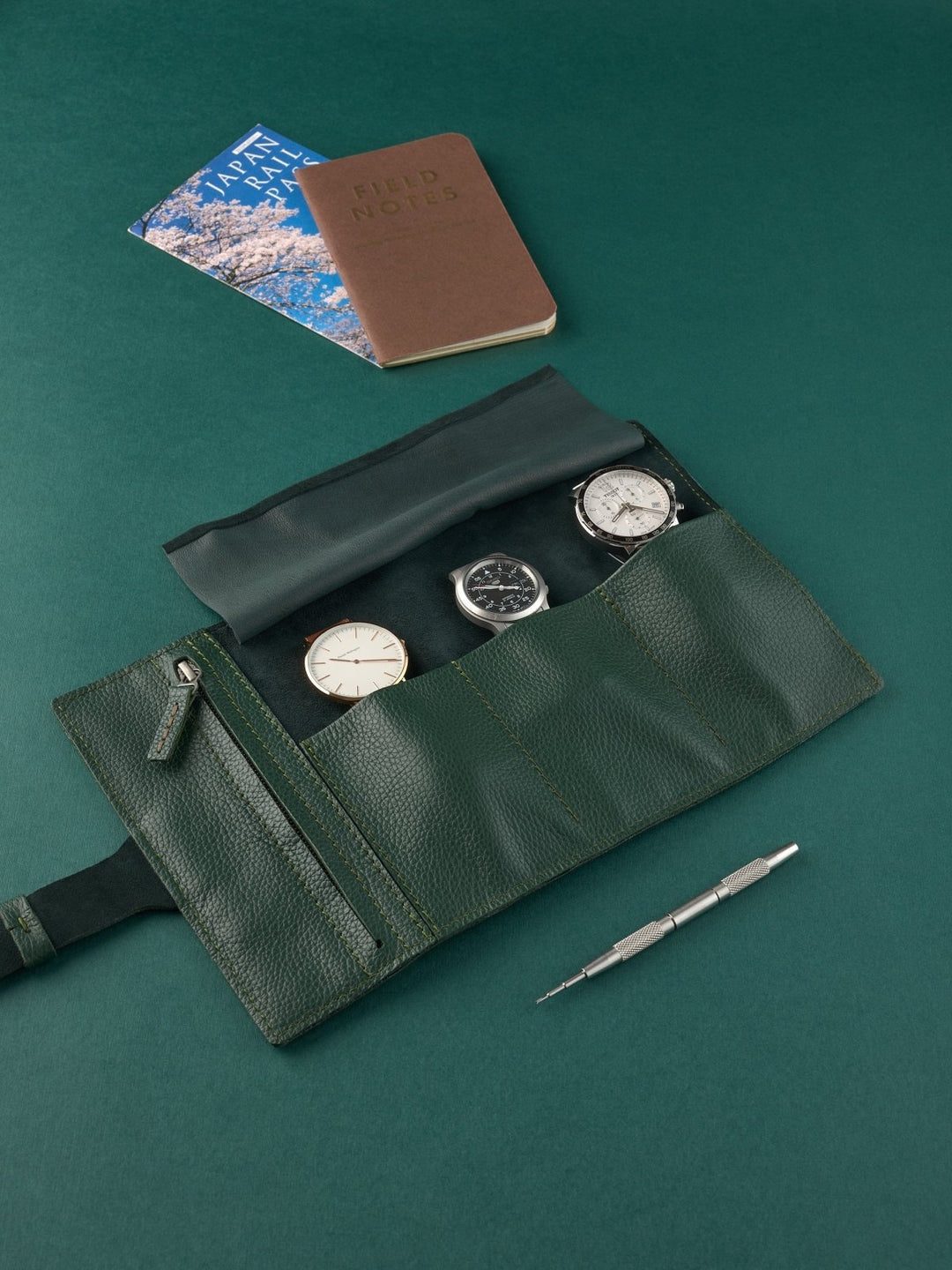 Capra Leather Watch Roll · Green - VERO Watch Company