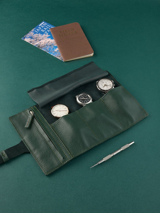 Capra Leather Watch Roll · Green - VERO Watch Company