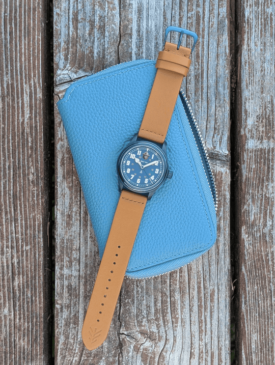 Smokey Bear Leather Travel Case - Pebble Blue - VERO Watch Company