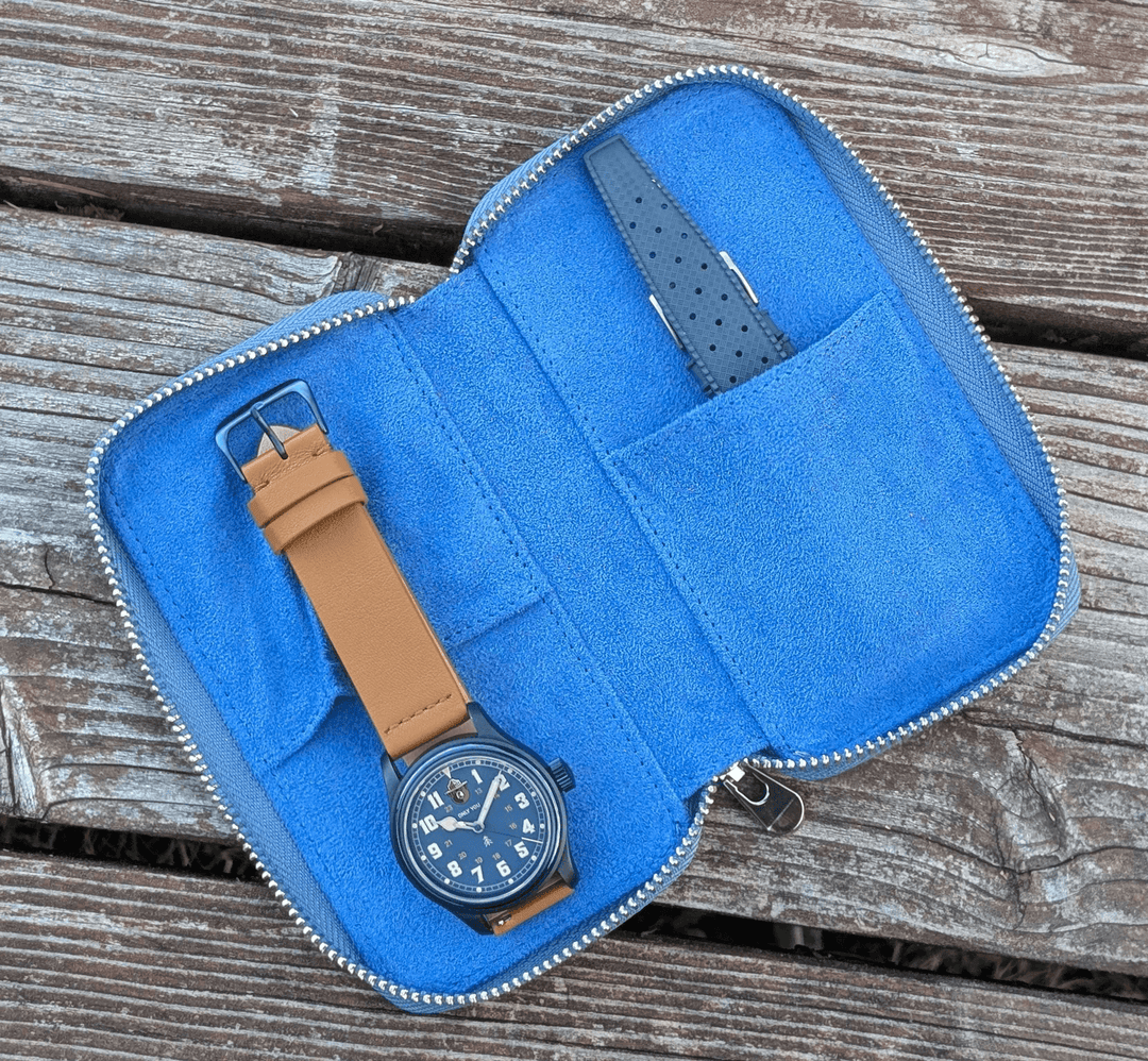 Smokey Bear Leather Travel Case - Pebble Blue - VERO Watch Company