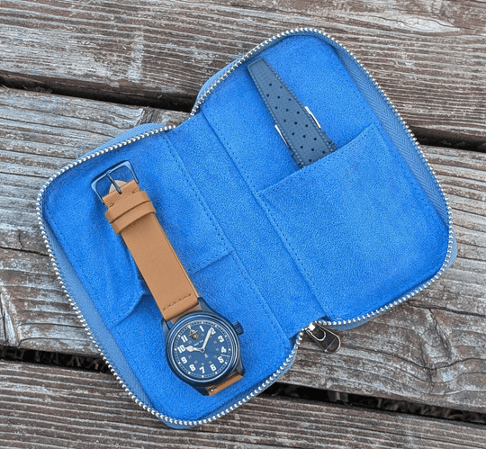 Smokey Bear Leather Travel Case - Pebble Blue - VERO Watch Company